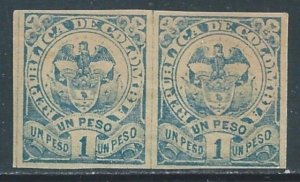 Colombia #157b MH 1p Arms - Rep. of Colombia - Imperf Pair