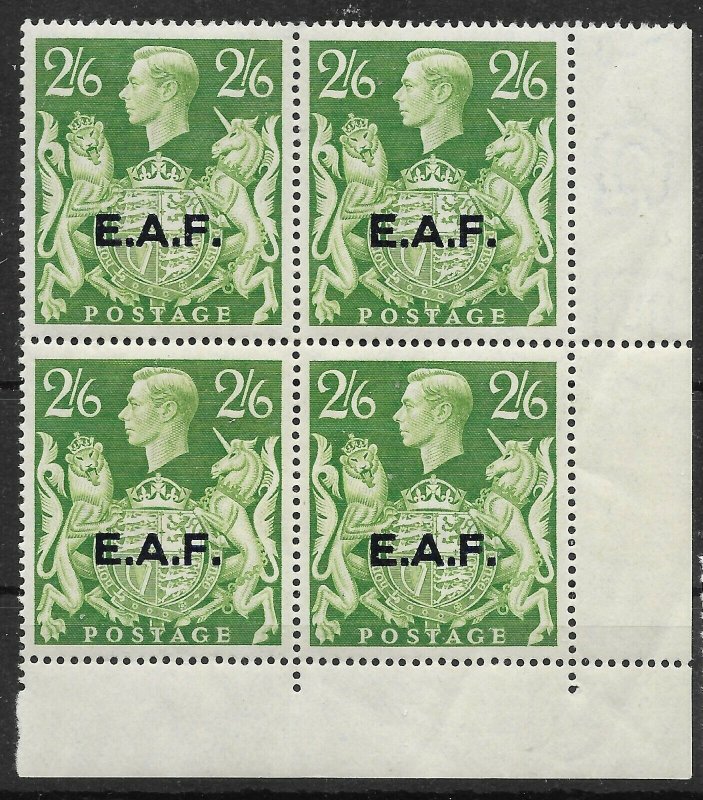 B.O.I.C.-SOMALIA SGS9 1946 2/6 YELLOW-GREEN MNH BLOCK OF 4