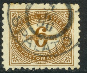 AUSTRIA / CROATIA 1894 6kr Brown P.10 1/2 Postage Due Sc J5 VFU SPALATO SPLJET