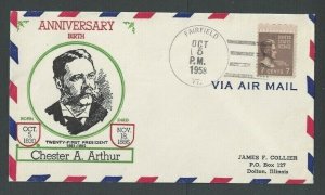 1958 7c Prexy #812 On Domestic Air Mail Cover Sole Usage From Fairfield Vt-----