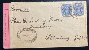 1900s German Africa Censored cover To Oldenburg Germany