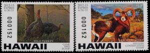 HAWAII #17/17A 2012 STATE DUCK  STAMP MOUFLON RAM AND TURKEY GAME BIRD 2 STAMPS