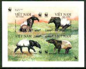 Vietnam 1995 WWF Malayan Tapir m/sheet containing set of ...