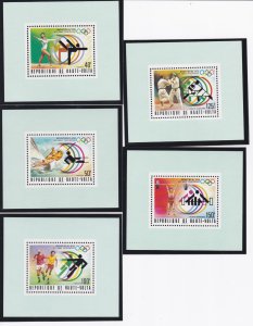 Burkina Faso # 387-389, C228-229,  Montreal Olympics, Mini Sheets Mint NH