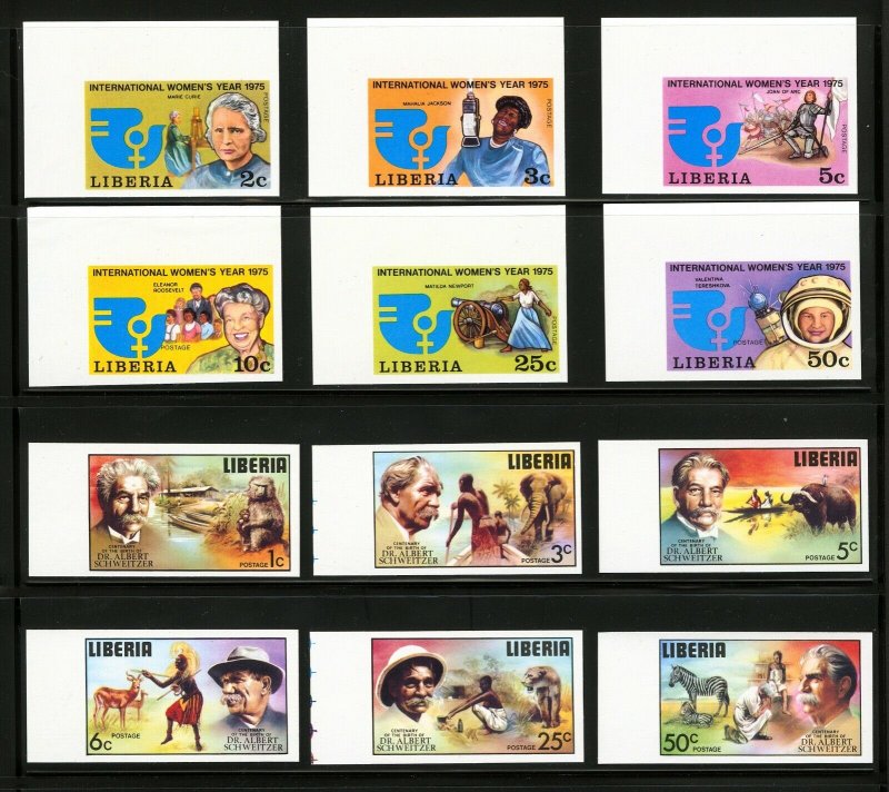 Liberia #697 - #702,  #709 - #714,  1975 Imperf Error Sets, Rare