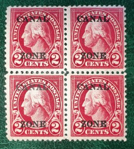 CANAL ZONE 1924 MNH 2c Overprint Type B P11 MNH Block Offset on Reverse