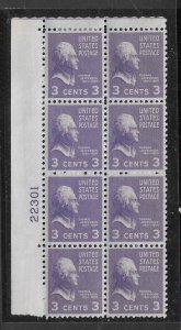 #807 EE MNH Jefferson Plate Block of 8