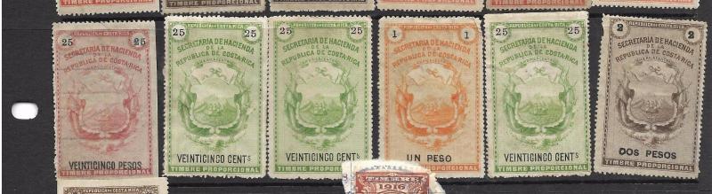 COSTA RICA (P2003BB) REVENUE LOT OF 35 STAMPS M & U 