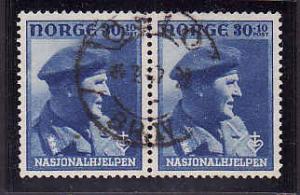 Norway:SC#B46-used pair-30o+ 10o blue semi-postal-cv $4.00