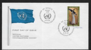 UN Geneva 13 3fr Statue on Headquarters Cachet FDC signed by Designer