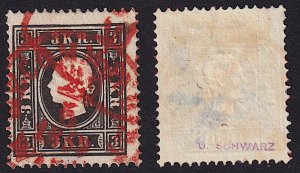 Austria - 1858 - Scott #7 - used - red WIEN RECOMMANDIRT pmk