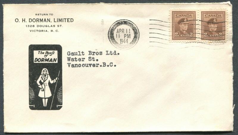 CANADA WWII BLACK OUT CANCEL COVER VICTORIA