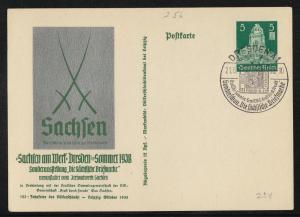 Germany Saxony at Work 2 Postal Cards 1938 W/Fancy Cancels