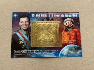 Space, Gagarin 2023 year 6 blocks Foil. Gold perforated  NEW MNH**