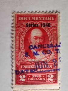 SCOTT #R449 USED 1946 DOCUMENTARY TWO DOLLAR DOCUMENTARY BEAUTIFUL STAMP