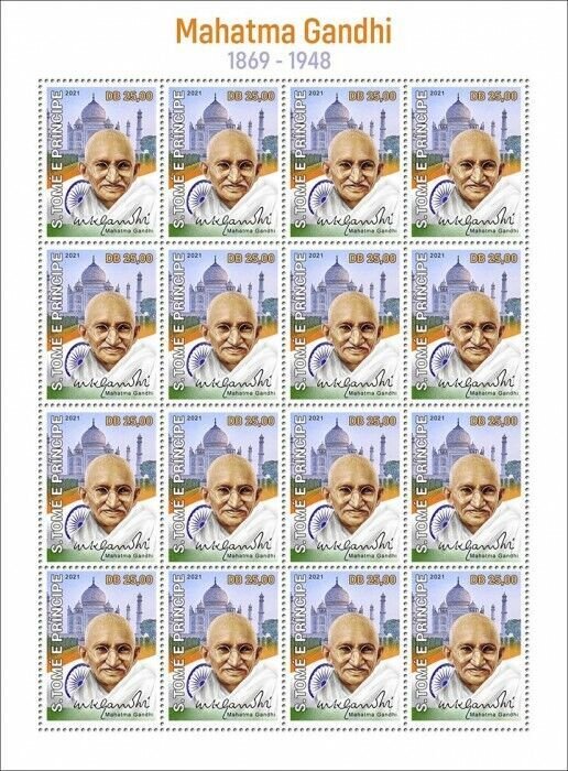 Sao Tome & Principe 2021 MNH Mahatma Gandhi Stamps Historical Figures 16v M/S 