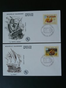 sailing ships Nina Santa Maria Christopher Columbus x2 FDC New Caledonia 80337