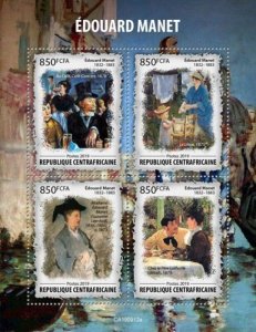 Central Africa - 2019 Artist Edouard Manet - 4 Stamp Sheet - CA190912a