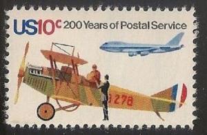 US 1574 Postal Service Bicentennial Early Mail Plane and Jet 10c single MNH 1975