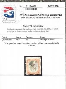 USA #R135b Used With Inverted Center **With Certificate**