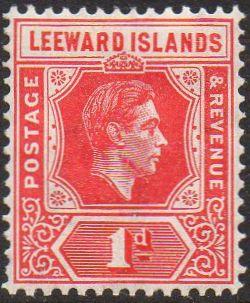 Leeward Islands 1938 1d scarlet (Die A) MH