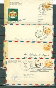 US 1940/44/45 LOT of (4)  6c  STATIONERY AIRMAIL COVERS..(3) CENSORED...VIGNETTE