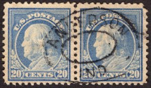 1917, US 20c, Franklin, Used pair, Sc 515