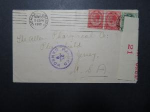 South Africa 1917 Censor Cover to USA - Z11279