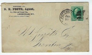 #147 3cent WASHINGTON ON LOUISVILLE KY ADVERTISING COVER 1880s- Q89