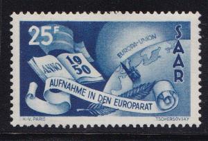 Saar 1950 25fr. deep blue Council of  Europe  VF/NH/(**)  Scott 226