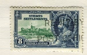 STRAIT SETTLEMENTS; 1935 early GV Silver Jubilee issue used 8c. value