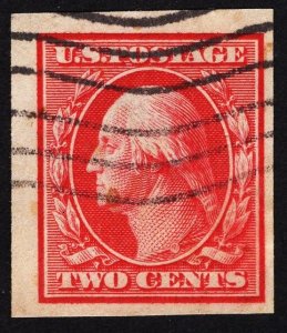 US 384 Used VF Two Cent  Washington S/L Watermark Imperforate Carmine