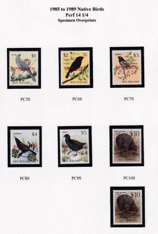 NEW ZEALAND VF-MNH BIRDS WITH SPECIMEN O/PRINTS PO FRESH