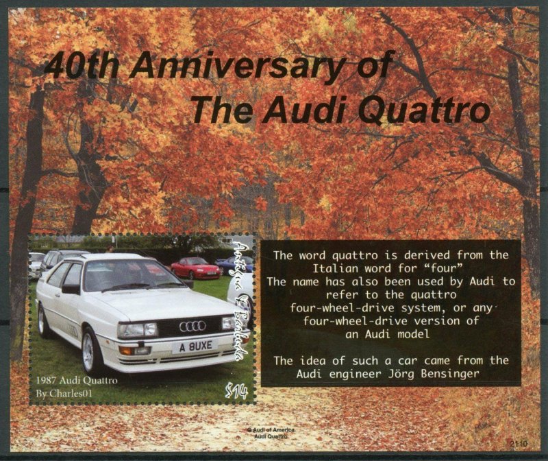 Antigua & Barbuda Cars Stamps 2021 MNH Audi Quattro 40th Anniv 1v S/S 