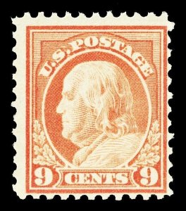 Scott 509 1917 9c Salmon Red Franklin Perf 11 Issue Mint Fine OG NH Cat $25