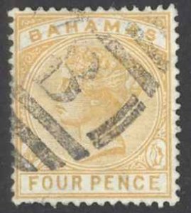 Bahamas Sc# 29 Used (a) 1884-1890 4p yellow Queen Victoria