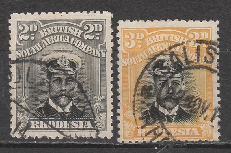 RHODESIA 1913 KGV ADMIRAL 2D AND 3D DIE I PERF 14 USED