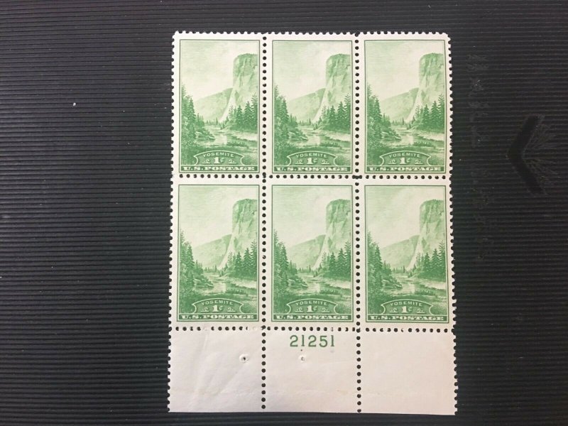 SCOTT 740 1 CENT NATIONAL PARKS:YOSEMITE PLATE BLOCK OF 6 MNH, stock photo