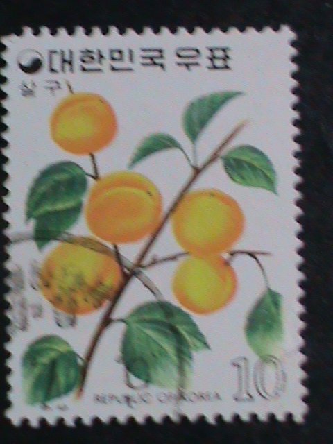 ​KOREA-1974 SC#893  COLORFUL BEAUTIFUL LOVELY APRICOTS  USED STAMP-VERY FINE