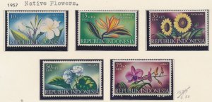 Indonesia 1957 Native Flowers Sc B104-B108 Mi 205-209 Mint Hinged