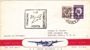 HORTA (Azores) FIRST FLIGHT TO Detroit , Mich. U.S.A