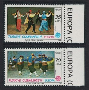 Turkey Folk Dances and Europa 2v 1981 MNH SG#2730-2731 MI#2546-2547