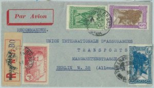 81098 - Madagascar - postal history - registered letter to Germany 1939-