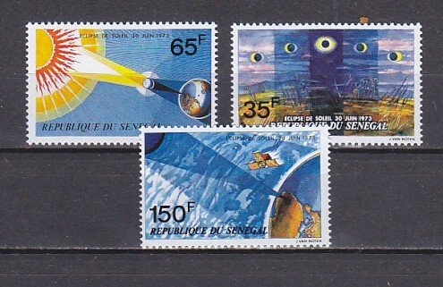 Senegal, Scott cat. 388-390. Total Solar Eclipse issue. ^