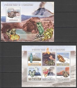 B1478 2009 Guinea-Bissau Minerals & Volcanoes 1Kb+1Bl Mnh