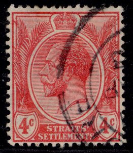 MALAYSIA - Straits Settlements GV SG222, 4c carmine-red, FINE USED.