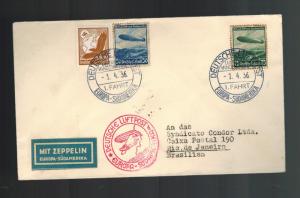 1936 Germany Hindenburg Zeppelin cover to Rio de Janeiro Brazil LZ 129 Sieger 5