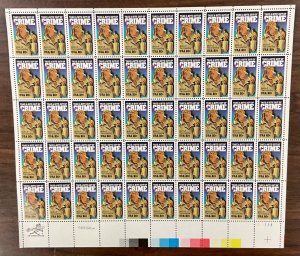 2102 Crime Prevention  MNH 20 cent Sheet of 50   FV $10.00  1984