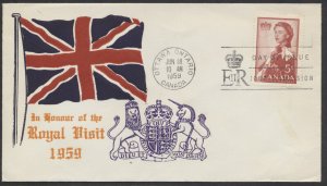 1959 #386 Royal Visit FDC Overseas Mailers Cachet Ottawa
