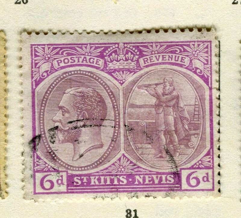 ST.KITTS; 1920s early GV issue fine used Columbus issue 6d. value